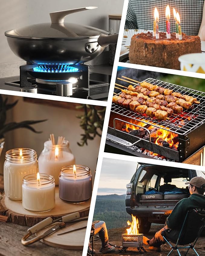 MK Lighter 10pcs. Outdoor Series Candle Lighters, Windproof Torch Flame, BBQ Grills, Camping Lighter, Outdoor Activities, Refillable Butane, Multipurpose Lighters (Assorted-10pc)