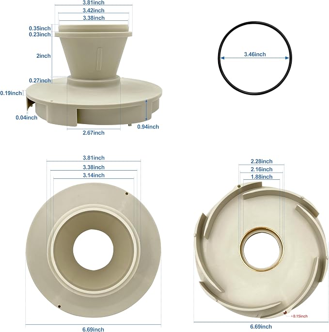 072927 Diffuser Assembly Compatible with WhisperFlo WFE-2-8, 0.5 HP to 2.5 HP Models Inground Pool and Spa Pump Replacement Part