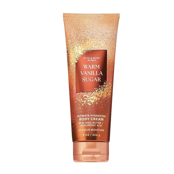 Bath & Body Works Warm Vanilla Sugar Body Cream, Ultimate Hydration Moisturizer with Shea Butter & Hyaluronic Acid for Dry Skin, Sparkling Sugar and Sweet Vanilla Scent, 8 oz - 1 Pack