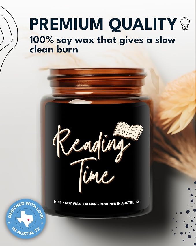 Book Lover Candle, Unique Book Lovers Club Presents, Thoughtful Gift Ideas for Bookworms and Librarians, Ideal Reading Gifts for Readers, for Birthday, Christmas, Special Occasions, Gift Ready