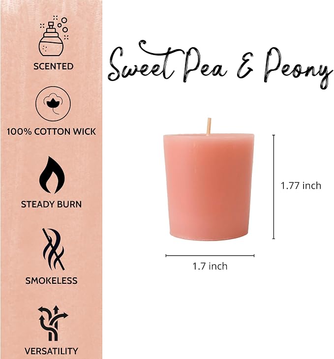 Scented Votive Candles Set of 9 – CW Studio 12 Hour Burn, Sweet Pea & Peony, Citrus Blossom, Garden Mint Fragrances – Pastel Pink, Yellow & Green – Aromatherapy Home Candles in Kraft Paper Gift Box