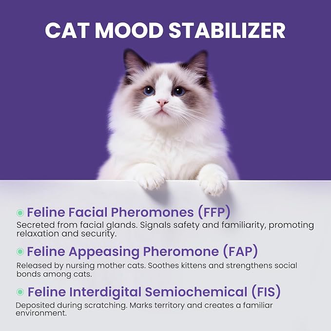 Cat Calming Pheromone Diffuser (1 Diffuser + 2 Refills) for Multi-Cat: 60-Day Supply, 30-Day per Refill, Odorless, Reduces Fighting/Spraying/Scratching, Leak-Free | 60-day supply, saves 20% vs two 1+1, 2 refills+1 diffuser, perfect for 1-2 cats, 24/7 c...