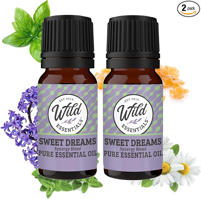 Wild Essentials Sweet Dreams 100% Pure Essential Oil Synergy Blend 2 Pack 10ml, Premium Grade, Use for Sleep, Rest, Relaxation, Nighttime, Made and Bottled in The USA