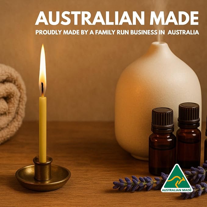 Australian Made 50 Minute Pure Beeswax Mini Meditation Candles, Non Toxic Beeswax Meditation Candle for Intention Setting, Stress Relief, and Daily Meditaiton (60pc Pack)