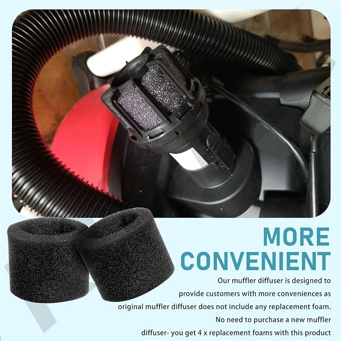 Muffler Diffuser Foam Replacement Part - Compatible with CRAFTSMAN CMXZVBE38660 Muffler Diffuser Wet/Dry Vac Attachment for Shop Vacuums - 4 Pack