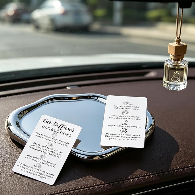 240Pcs Car diffuser instruction cards Care car hanging diffuser card Car diffuser accessories for Car Oil Diffuser Bottles Package Bag Supplies 3.54 x 2.12inch White