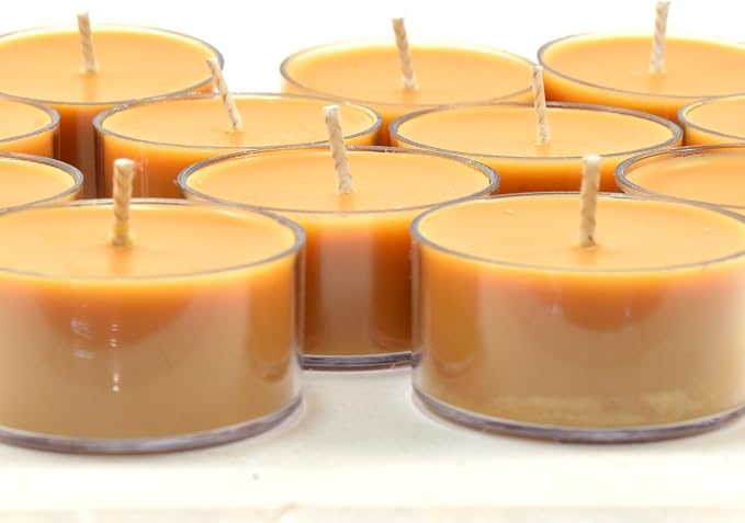 Amber Romance Scented - Soy Tealight Candles, 12 Pack - Beige Tealight Candles - Highly Scented - Made with Soy Wax - Handmade in The USA - Candeo Candle - Summer Scents