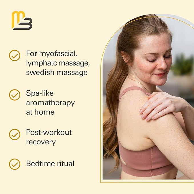 Lymphatic Massage Oil for Massage Therapy - Lymphatic Drainage Oil for Body Care Circulation & Detox Support with Ylang Ylang, Ginger, Lavender, Grapeseed, Vitamin E & Stem Cell (8 Fl Oz) by M3