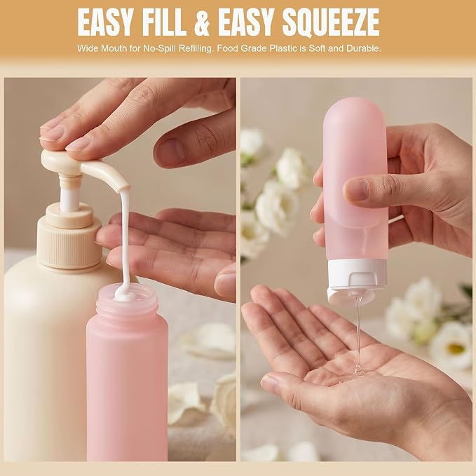 DEWSENSI 20 Pack Travel Bottles Set for Toiletries TSA Approved, Leak Proof Travel Size Containers Kit Portable Refillable Travel Accessories for Shampoo Conditioner Lotion Liquids