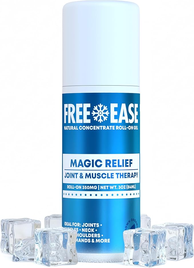 FREE EASE Magic Relief Roller - Light Solution, Roll On Gel for Muscle Recovery, Joint, Back, Shoulder, Knee & Neck Support, Fast Acting Menthol Topical Gel Roll On - Made in USA