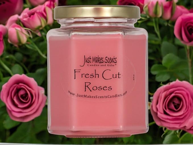 Fresh Cut Roses Scented Blended Soy Candle by Just Makes Scents