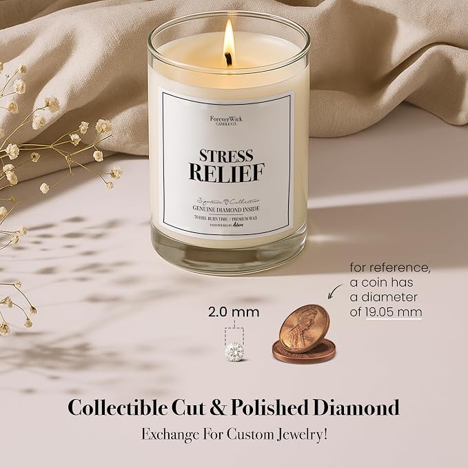 Foreverwick Stress Relief Candle | Diamond Candle Gift | Relaxing Scent | Aromatherapy for Bath, Destress & Clearance | Strong Scented Candles for Decor | 14 oz & 70 Hours Burning Time