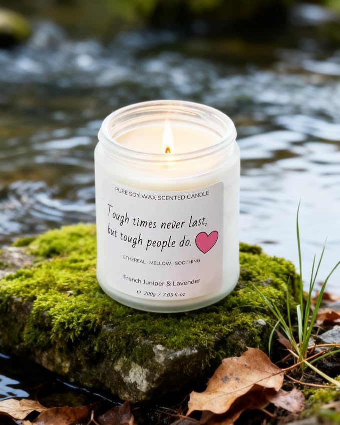 Scented Candle for Home, 7.05 oz 40Hour Burn Time, Long Lasting Soy Jar Candle, Gifts for Christmas, Halloween, Inspirational Gifts for Men Women, French Juniper&Lavender, Aromatherapy