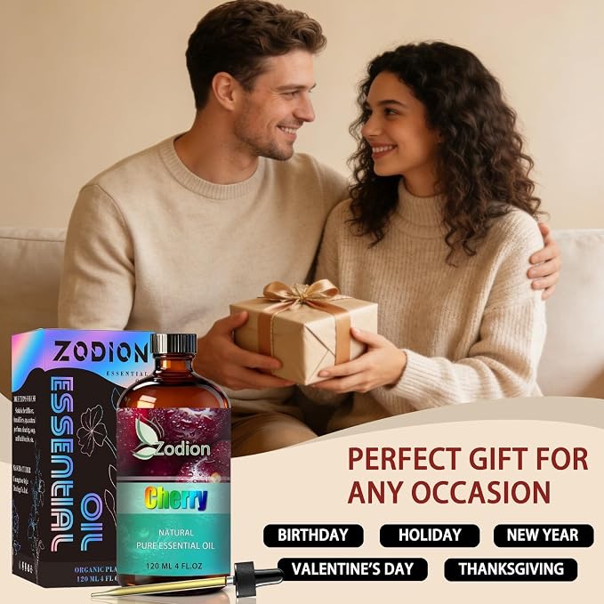 Cherry Essential Oil, Cherry Fragrance Oil for Diffuser, Massage, Humidifier, DIY Candle, Soap Making, Home, Bath, Yoga - 4 fl oz (120ml) - ZODION Essential Oils
