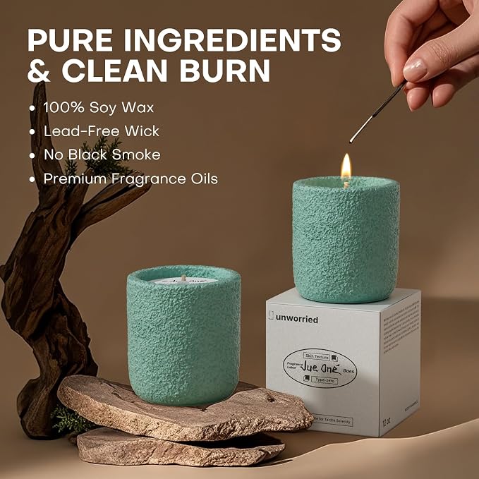 Scented Candles for Home, Soy Wax Candle Gift, Non-Toxic Cement Jar Candles, Luxury Aromatherapy for Stress Relief, Housewarming Gifts, Highly Scented, Home Décor, Lemongrass and Eucalyptus