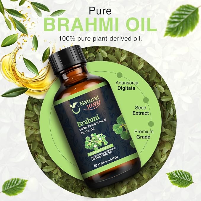 Brahmi Carrier Oil for Diffusers, Dry Skin, Hair | Natural Aroma Oil for Home Fragrance, DIY Beauty Blends & DIY Candle Making, Long Lasting Scent for Office, Bedroom Scent 4 Fl Oz (120 mL)