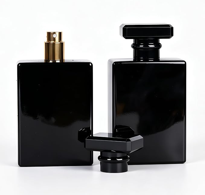 2 Pcs 100ml Glass Spray Bottle,Fine Mist Refillable Perfume Bottle,Perfume Atomizer for Men and Women,Empty Spray Dispenser Containers,Glass Portable Travel Bottle(Black)