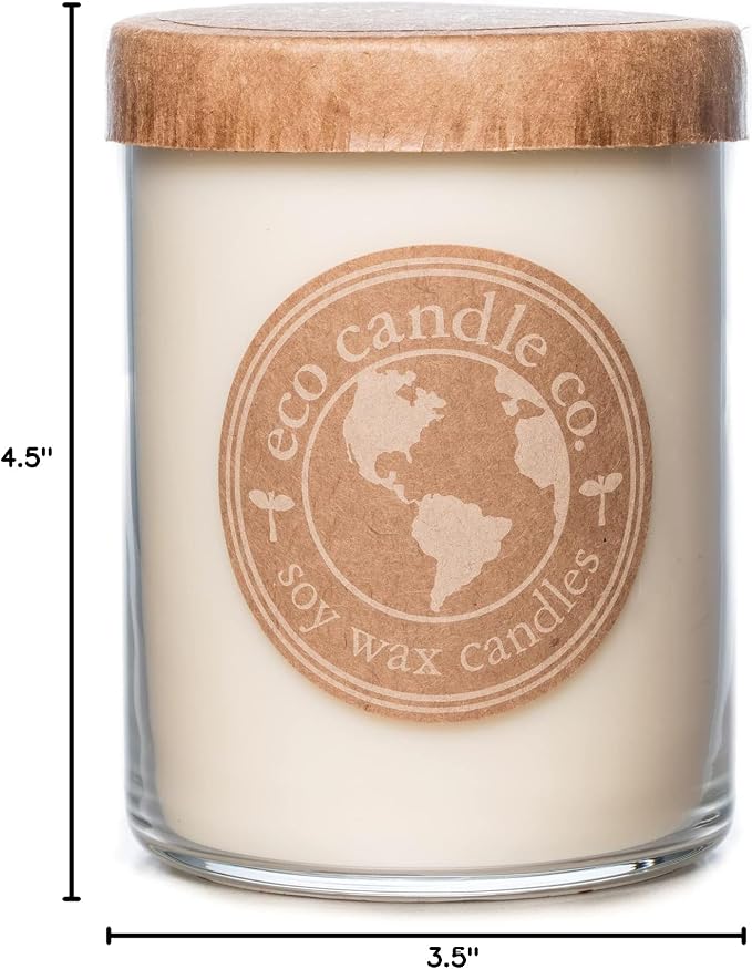 Eco Candle Co. Recycled Candle, Warm Vanilla, 18 oz. Double Wick - Scents of Rich Vanilla - 100% Soy Wax, No Lead, Kraft Paper Label & Lid, Hand Poured, Phthalate Free, Midwest Grown Soybeans