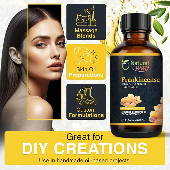 Frankincense Essential Oil | Pure Aromatherapy Oil for Diffusers, Hair Growth, Skin, Scalp Care, Massage | Refreshing Hair Oil for Women & Men | Natural Essential Oil for Diffuser | 4 Fl Oz (120 mL)