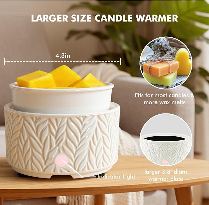EQUSUPRO Wax Melt Warmer for Scented Wax Melts- Electric 4 in-1 Ceramic Candle Wax Warmer Burner Fragrance Wax Melter for Home Office Bedroom Living Room Decor & Gifts for Women