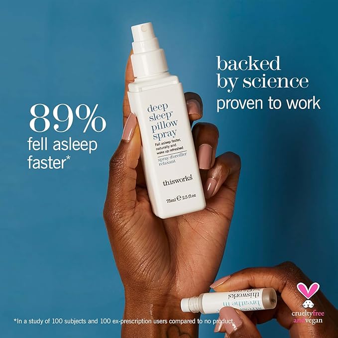 This Works Deep Sleep Pillow Talk Set – Natural Sleep Remedy Duo with Lavender, Camomile & Vetivert – 75ml Pillow Spray & 5ml Stress-Check Roll-On ($42 Value Set)