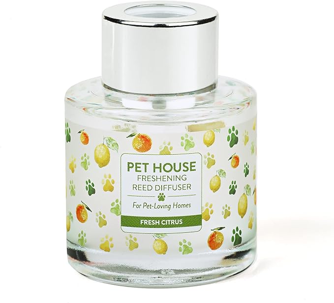 Pet House Fresh Citrus Reed Diffuser with Bamboo Sticks, Long Lasting Pet Air Freshener - Scented Oil Diffuser for Home