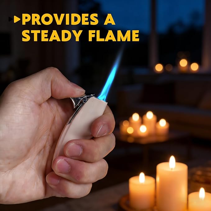 2 Pack Torch Lighter Butane Lighter,Refillable Mini Lighter for Candles Fireworks,Gifts for Friends Or Family Members(NO PREFILLED) (White)