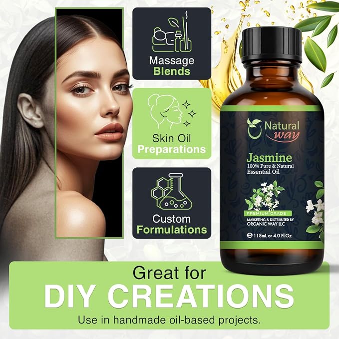 Essential Oil | Pure Aromatherapy Oil for Diffusers, Hair Growth, Skin, Scalp Care, Massage | Refreshing Hair Oil for Women & Men | Essential Oil for Diffuser (Jasmin)