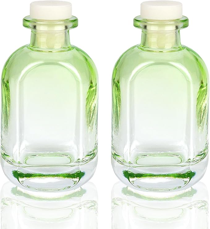 Glass Diffuser Bottles 2 Pack 5oz/150ml Reed Diffuser Bottle Empty Diffuser Bottle Refillable Aromatherapy Storage Container Reed Diffuser Sticks Bottles(Gradient Green)