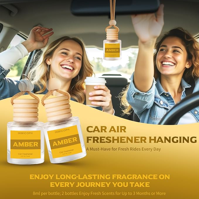 Car Air Freshener Diffuser Hanging, Amber Fragrance Oil