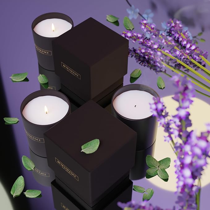 Benevolence LA Premium Lavender, Mint & Sage Scented Candle – Long-Lasting, 45-Hour Burn – Luxury Natural Soy Candle for Home – Aromatherapy & Room Decor – 8oz