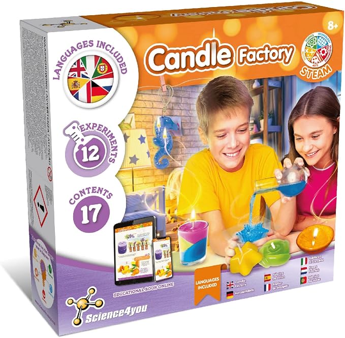 Science4you Candle Kit for Kids - Make Your Own Candles with This Unique Candle Making Kit for Children with 12 Science Experiments for Kids Age 8+