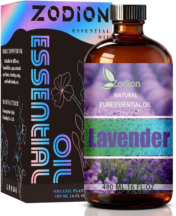 Lavender Essential Oil - Lavender Fragrance Oil for Diffuser, Massage, Humidifier, DIY Candle, Soap Making, Home, Bath, Yoga - 16 fl oz (480ml) - ZODION Essential Oils
