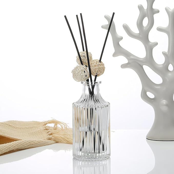 Glass Diffuser Bottles 6.6 High 250ml 8.5 Fl Oz Round Aroma Bottles Diffusers Vase Fragrance Accessories Use for DIY Replacement Reed Diffuser Sets Craft Projects Wedding Party