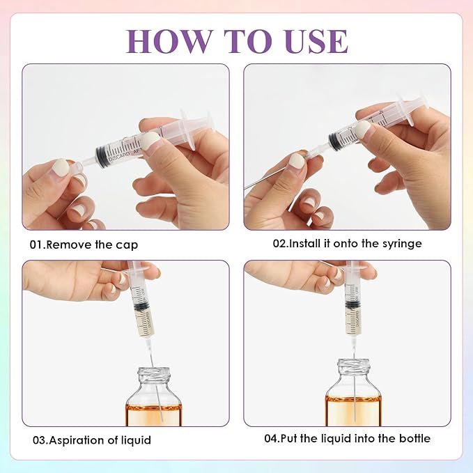 4 Pack-5ml Plastic Perfume Syringe Extracto Decanter Kit with Blunt Stainless Needle Tip, Suitable for Perfume、Ink、Pen、Printer Filling, Refillable Liquid Dispensing and Measuring.