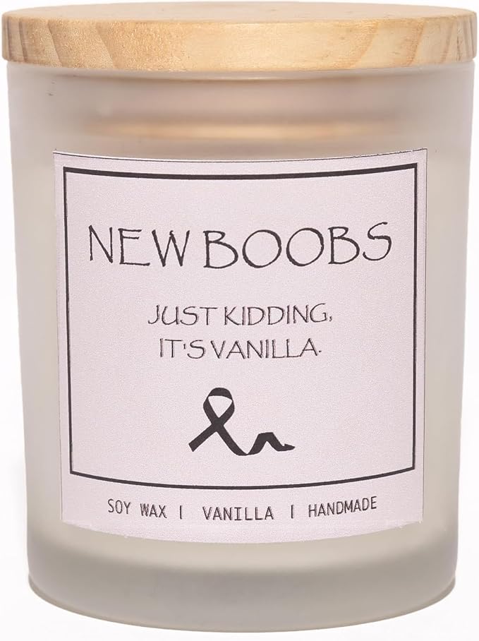 After Breast Surgery Gifts for Women, Breast Cancer Survivor Gifts, New Boobs Candle, Vanilla Scented Candle, Natural Soy Wax & Natural Essential Oils