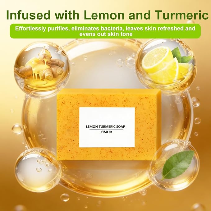 Turmeric Facial Soap & Tea Tree Soap Bars Duo - Natural Brightening & Acne Treatment Gift Set, for Face & Body, Oily, Dull & Sensitive Skin, Day and Night Soap Combo, Outdoor & Home Use