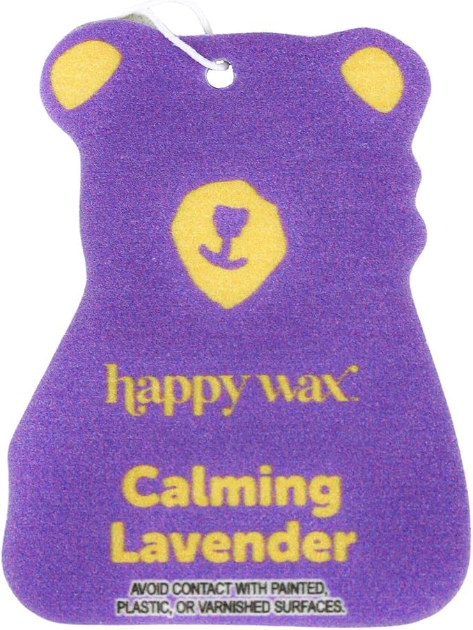 Happy Wax Calming Lavender Hanging Car Cub Air Freshener - Scented and Infused with Natural Essential Oils - Cute 4-Pack