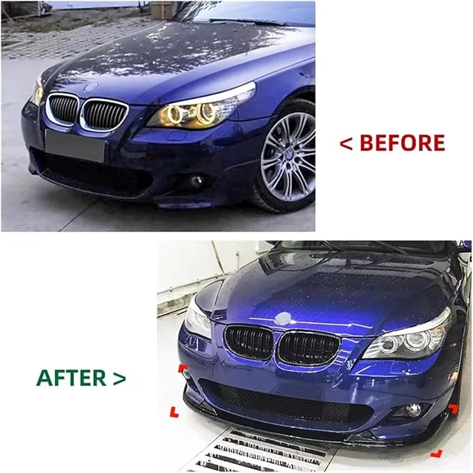 Car Front Bumper Splitter Lip Spoiler Diffuser Guard Cover Body Kit For BMW E60 E61 525i 528i 530i 535i 540i M Sport 2005-2010(Black)