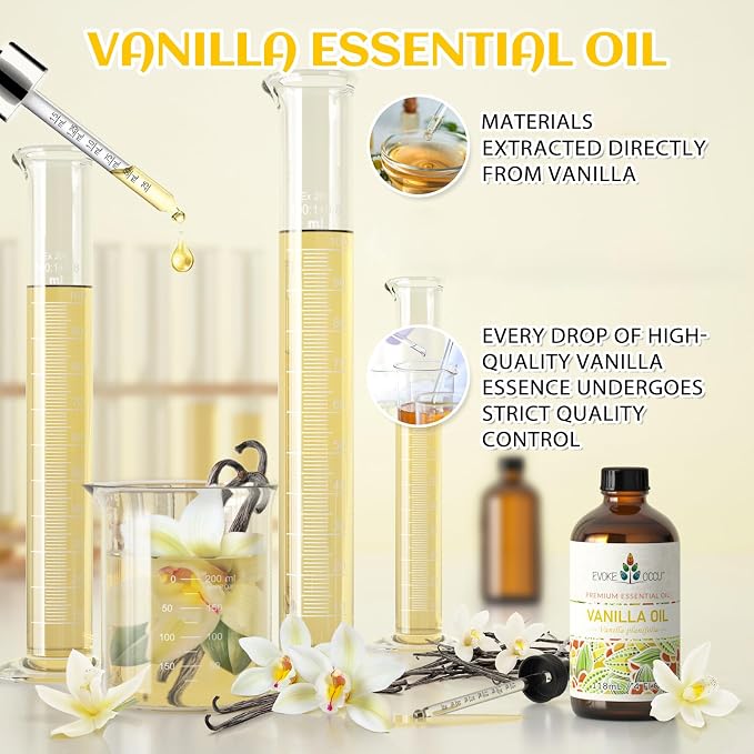 EVOKE OCCU Vanilla Essential Oil for Relaxation in The Home Office Living Room, Add to Diffuser Candle Soap - 4 Fl Oz