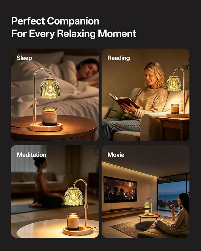 Homelist Candle Warmer, Adjustable Height Green Candle Warmer Lamp with Timer, Mother Days Gifts, Birthday Gift for Sister/Mom/Women, Wax Jar Lamp for New House Warming with 2 Gu10 Bulbs