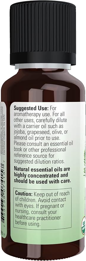 Now Essential Oils, Organic Lemongrass Oil, Uplifting Aromatherapy Scent, Steam Distilled, 100% Pure, Vegan, Child Resistant Cap, 1-Ounce (Pack of 2)