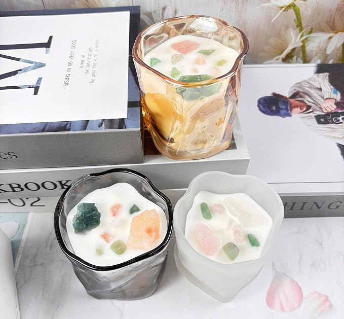 Scented Soy Candles with Crystals Inside Aromatherapy Candle for Women Positivity Energy Gift Mothers Days Birthday White