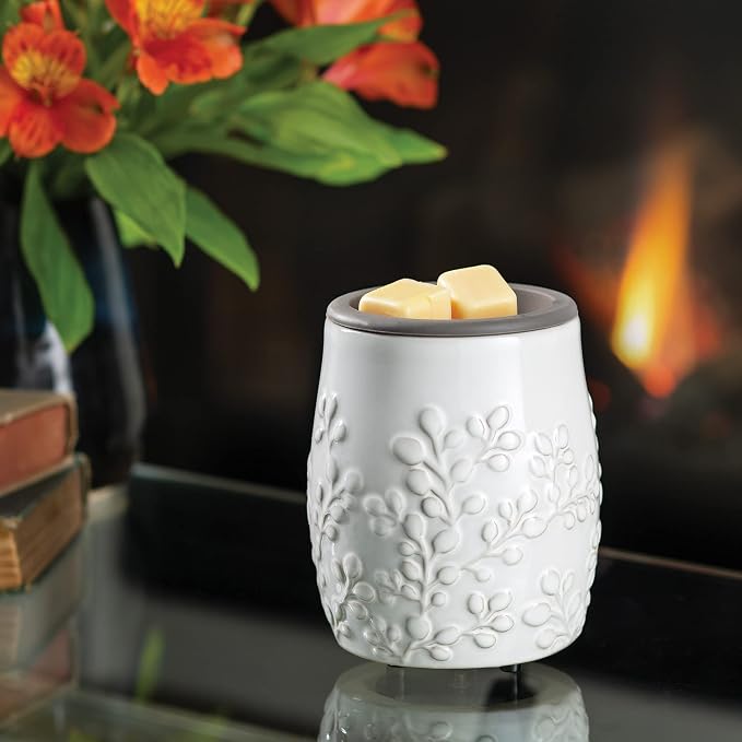 Candle Warmers ETC. Wax Melt Fragrance Warmer for Scented Wax Melts, Cubes, Tarts with Silicone Dish Top|White Willow Farmhouse