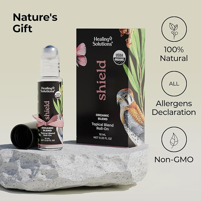 Healing Solutions (2 Pack) Health Shield Essential Oil Roll-On for Skin and Body - Aromatherapy Roller - USDA Organic Certified