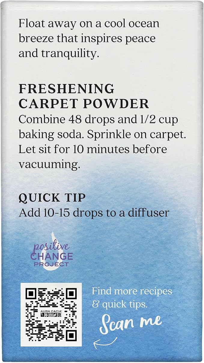 Aura Cacia Ocean Air Essential Oil Blend, Boxed 0.25 fl. oz. - Light Aroma, No Synthetic Fragrances