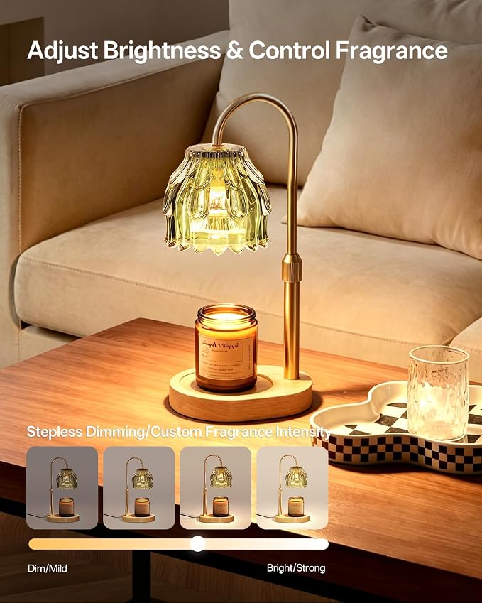 Homelist Candle Warmer, Adjustable Height Green Candle Warmer Lamp with Timer, Mother Days Gifts, Birthday Gift for Sister/Mom/Women, Wax Jar Lamp for New House Warming with 2 Gu10 Bulbs