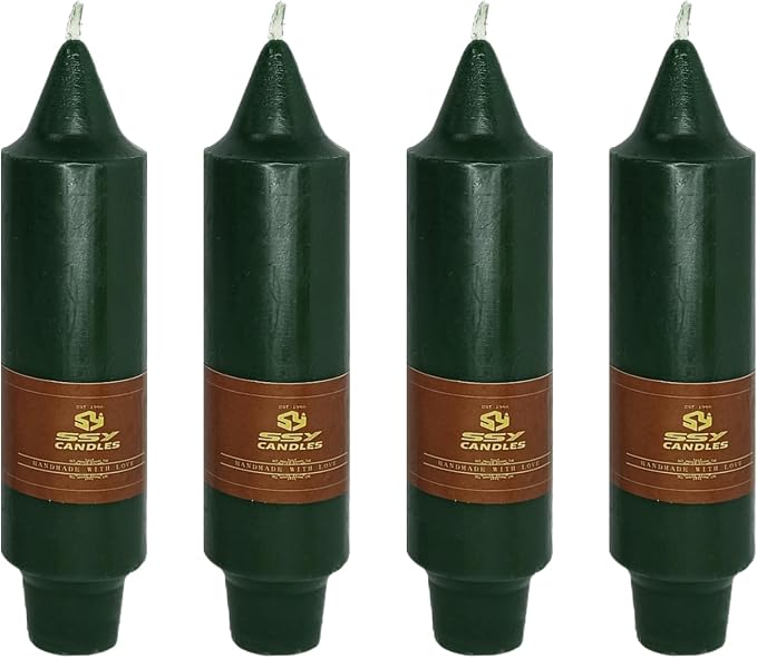 Hunter Green Taper Candles Unscented Tapered Candlesticks 5 Inch Dinner Candle 4 PCS Smokeless Candle for Christmas Household Wedding Home Decor