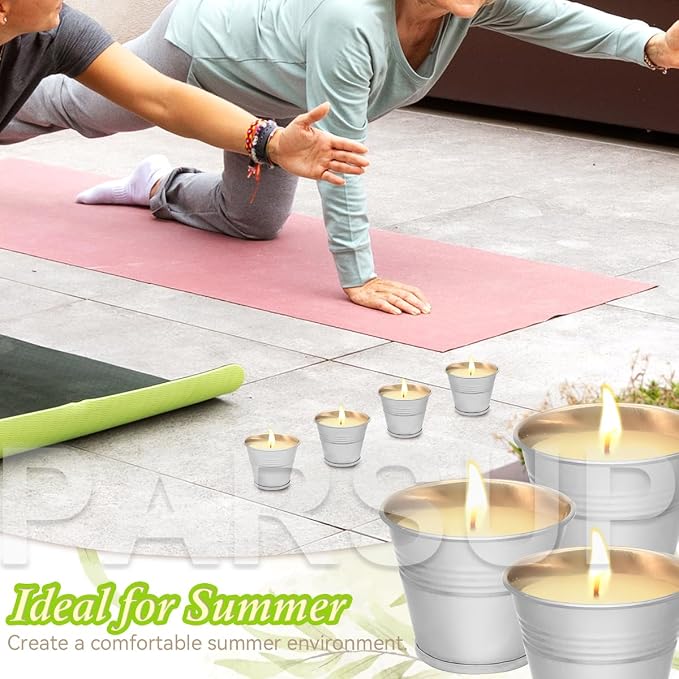 24PCS Citronella Candles - Garden Citronella Scented Candles Outdoors, 240-360 Hours Burning, Natural Soy Wax, Portable Jar Candle Gift Sets for Home Patio Yard Indoors, Balcony, Camping