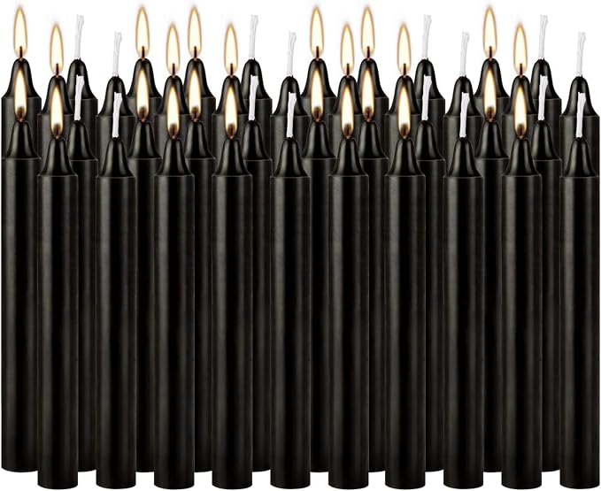 YOROXRG Set of 40 Black Candles – Spell Chime Candles for Halloween, Rituals, Prayer, Birthdays, Meditation, Altar - 4 Inch Tall, Unscented